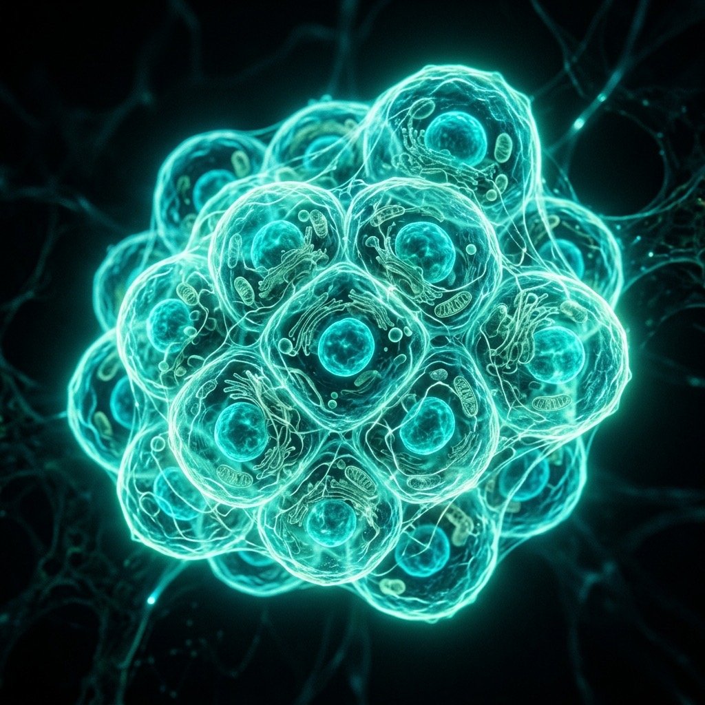 Illustration of oxygenated cells, representing EBOO advanced detoxification